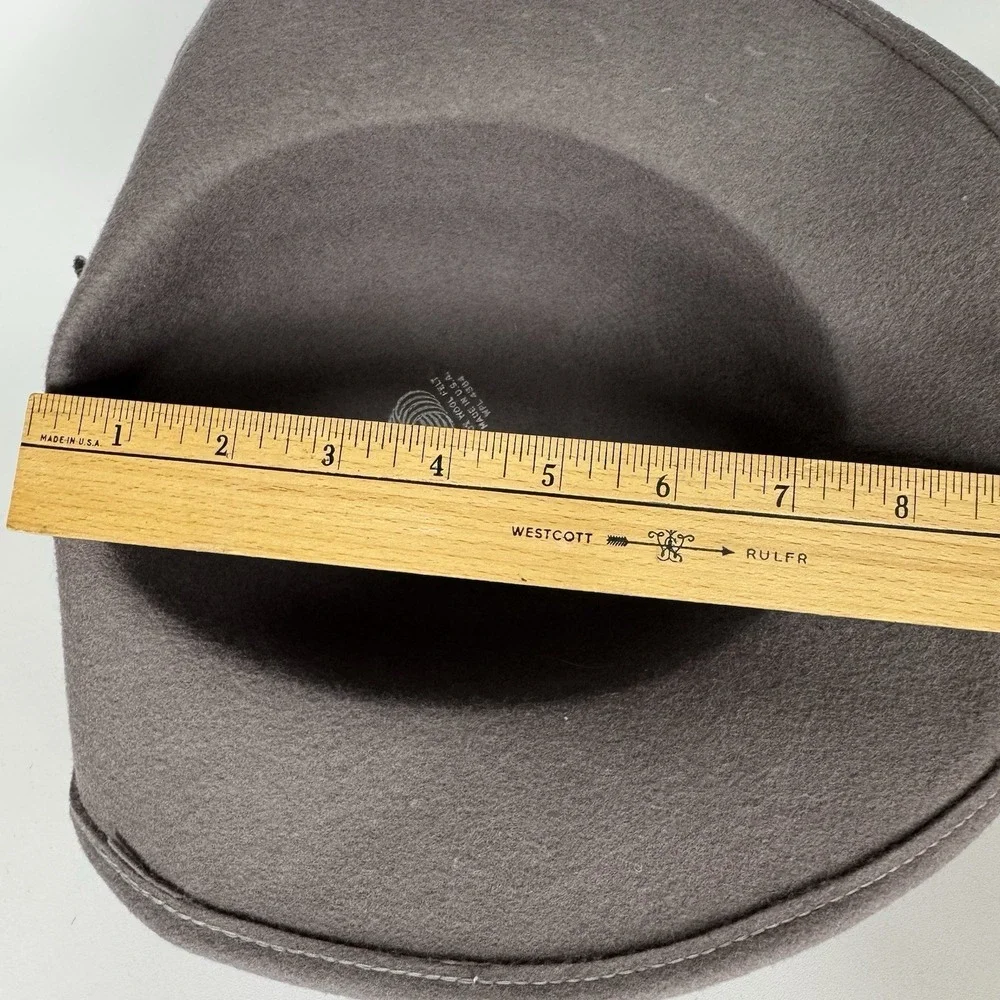 Vtg Taupe 100% Wool Felt Hat‎ 1940s USA Floppy Grosgrain Bow WPL 4384